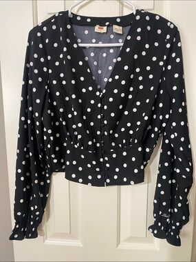 Levi's Polka Dot Blouse Black & White Medium Like New
